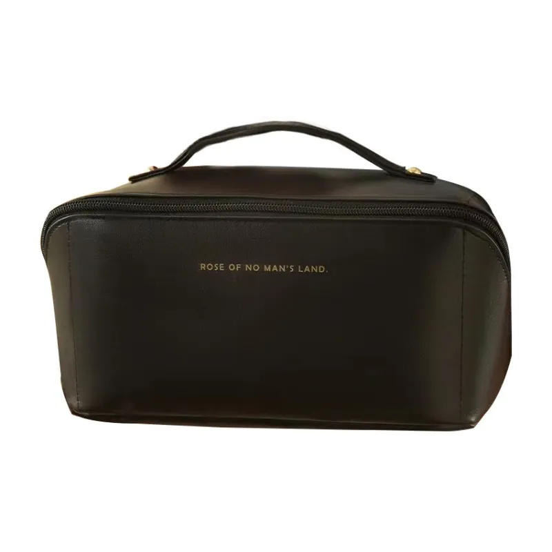 ALOENEY PU Toiletry Bag, Makeup Bag Regular Women's Milk Apricot White/Rose Pink/Classic Black-6