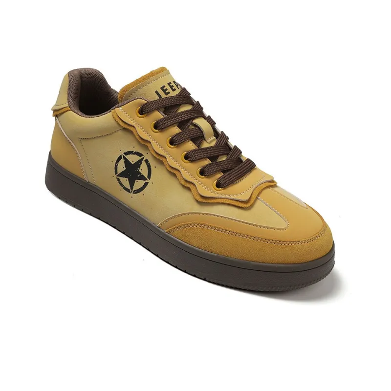 JEEP SPIRIT Slip Resistant Cushioning Wear Resistant Low Top Skateboard Shoes Men's Lemon-4