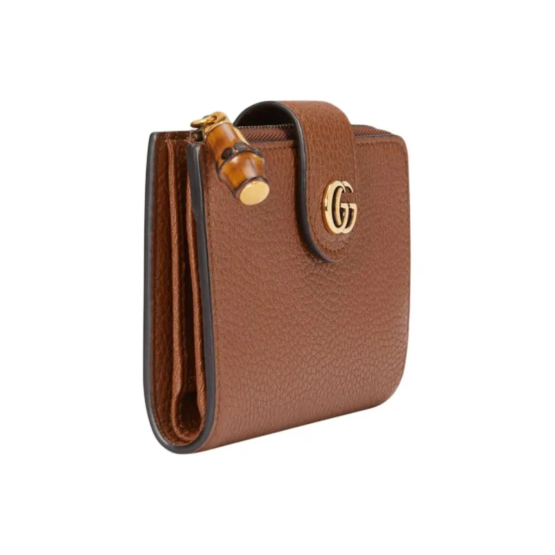 GUCCI Leather Wallet Medium Size Women's Brown-1