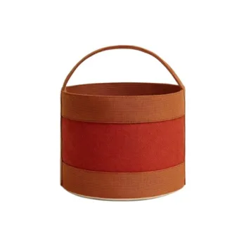 HERMES Wool Twill Blend Bucket Bags Handbags Small Size Women's Dark Orange & Brown