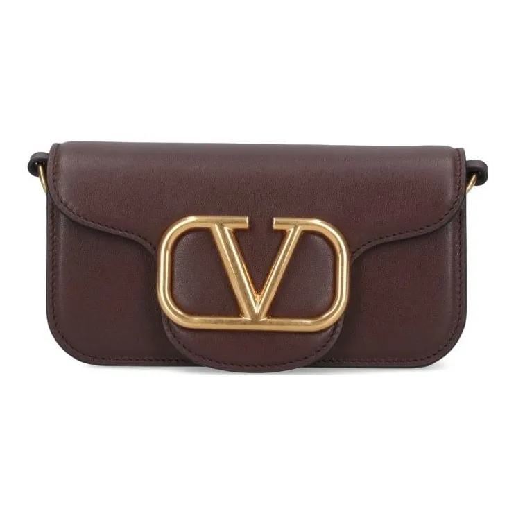 Valentino Locò Leather Crossbody Bag, Shoulder Bag Women's Brown-0