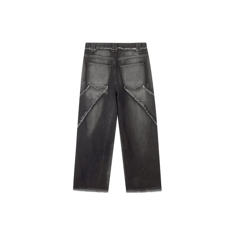 INXX Raw Edge Structural Splicing Jeans-1