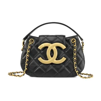 CHANEL Sheepskin Messenger Bag Shoulder Bag Crossbody Bag Women's Black
