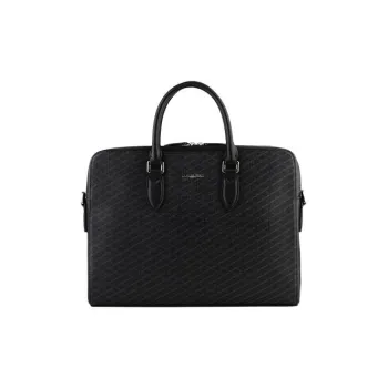 POURCHET Jacquard With Leather Shoulder Bag Crossbody Bag Handbag Regular Men's Black