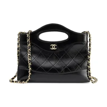 CHANEL Bright Cow Leather Shoulder Bag, Crossbody Bag, Handbag Mini Women's Black
