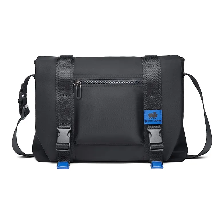 BISON DENIM Nylon Fabric, Blended With Microfiber Shoulder Bag Regular Men's Black-0