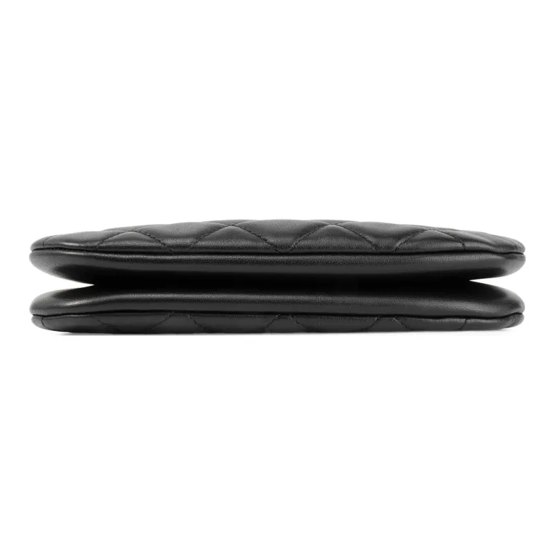 CHANEL Sheepskin Messenger Bag, Shoulder Bag, Crossbody Bag Trumpets Women's Black-3