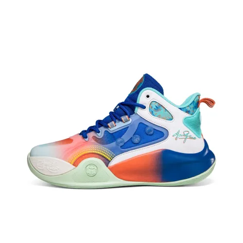 ANDEZHANMUSI Basketball Shoes Men Low-Top Blue/Green/Orange