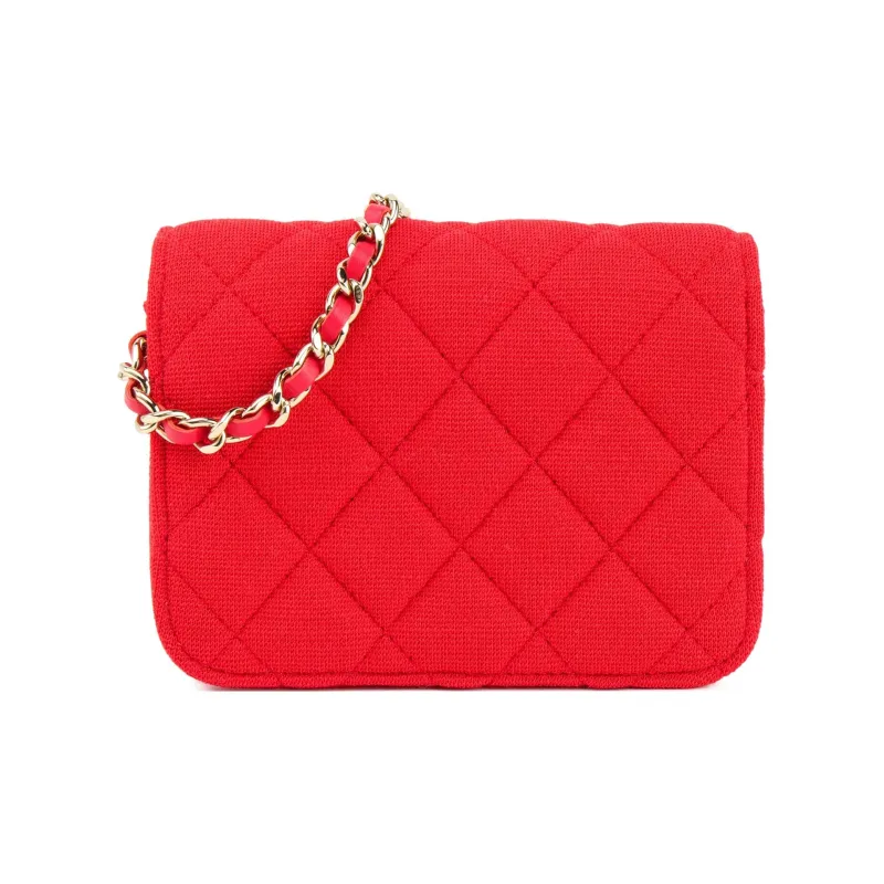 CHANEL Fabric Shoulder Bag, Crossbody Bag Mini Women's Red-2