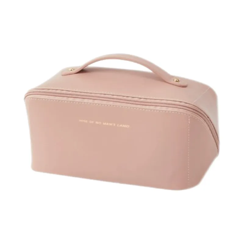 ALOENEY PU Toiletry Bag, Makeup Bag Regular Women's Milk Apricot White/Rose Pink/Classic Black-3