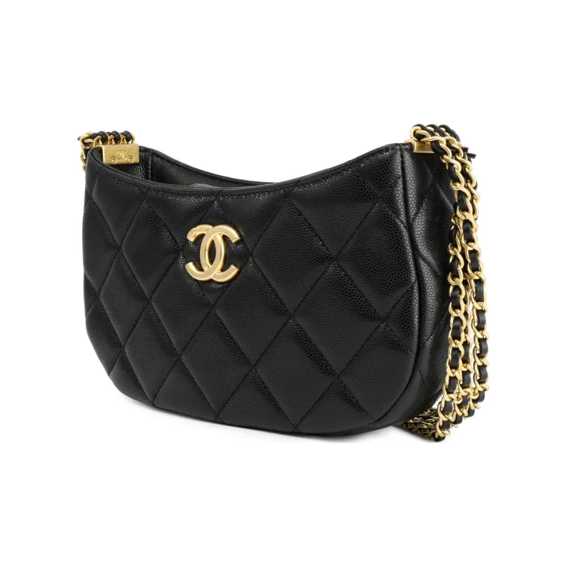 CHANEL Cow Leather One Shoulder Handbag Women's Black-1