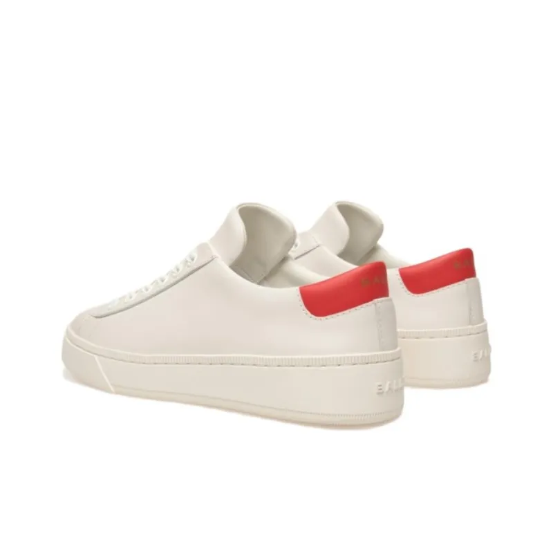 BALLY Low Top Skateboard Shoes Women's Beige White Red-4