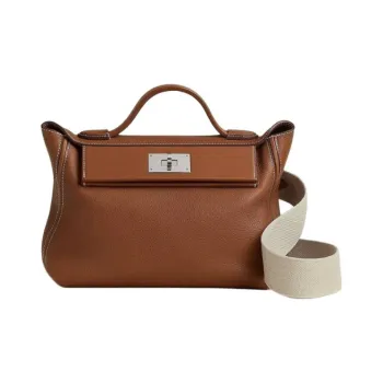 HERMES 24/24 Barenia Faubourg Calfskin With Barenia Calfskin Shoulder Bag Crossbody Bag Handbag Women's Brown