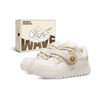 Cat&Sofa Headphone Series Low Top Skateboard Shoes Unisex Ecru
