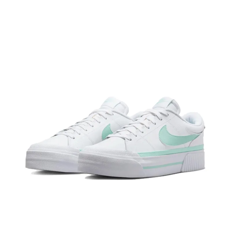 Nike Court Legacy Slip Resistant Cushioning Low Top Skateboard Shoes Women's White Green-2