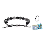 Black dazzling bracelet + 925 silver men's ring + Valentine's Day gift box RCDW1537