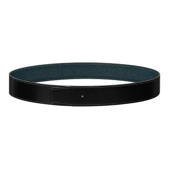 HERMES Calfskin Leather Belts Unisex Black/Blue Width: 3.8CM