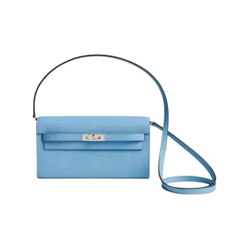 HERMES Kelly Epsom Calfskin Crossbody Bag Shoulder Bag Women's 7N Celeste Sky Blue