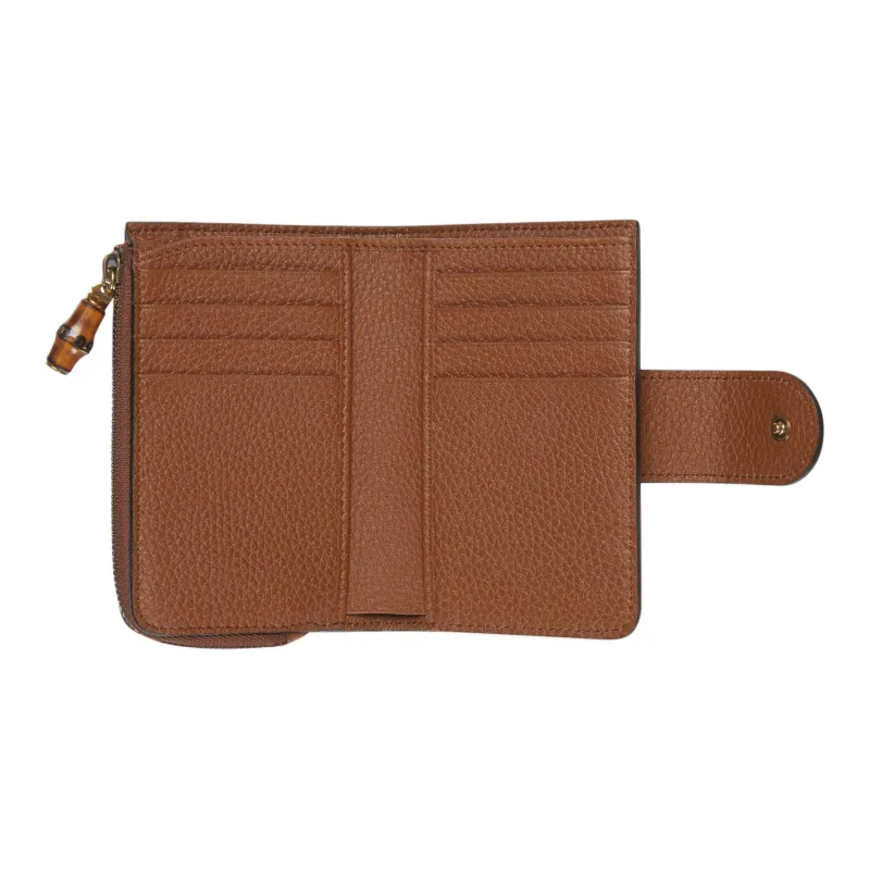 GUCCI Leather Wallet Medium Size Women's Brown-5