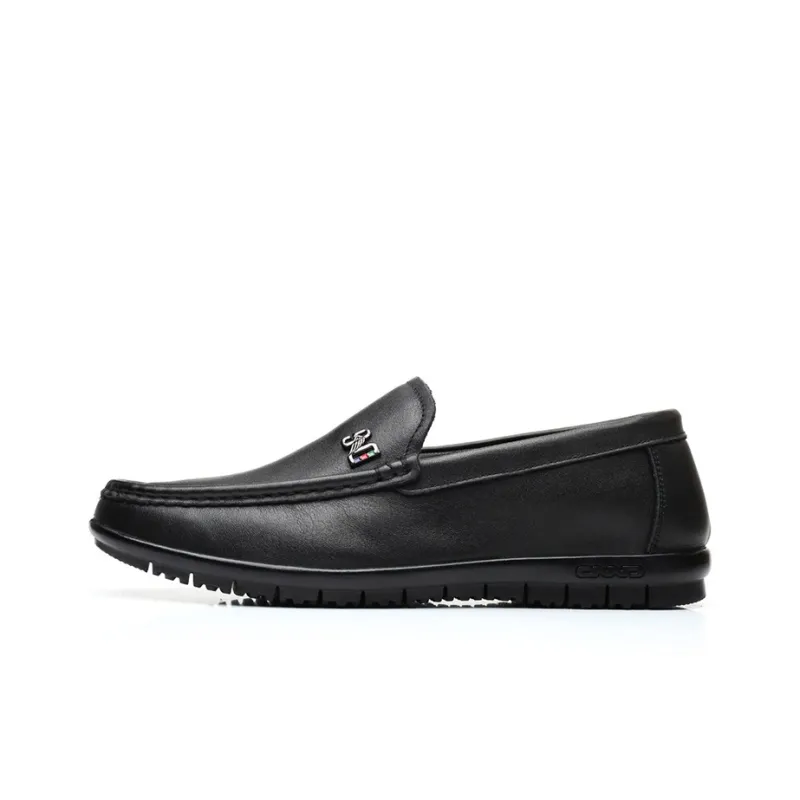 GZZ Gommino Loafers Men Black/White-0