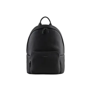 POURCHET Top Grain Cow Leather Computer Backpack Business Backpack Large Size Men's Black