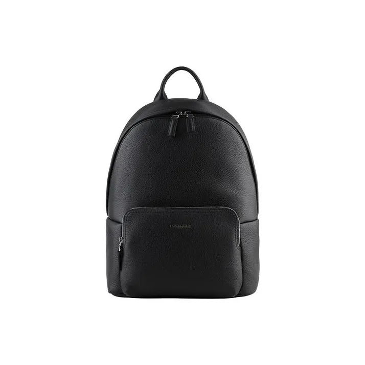 POURCHET Top Grain Cow Leather Computer Backpack Business Backpack Large Size Men's Black-0
