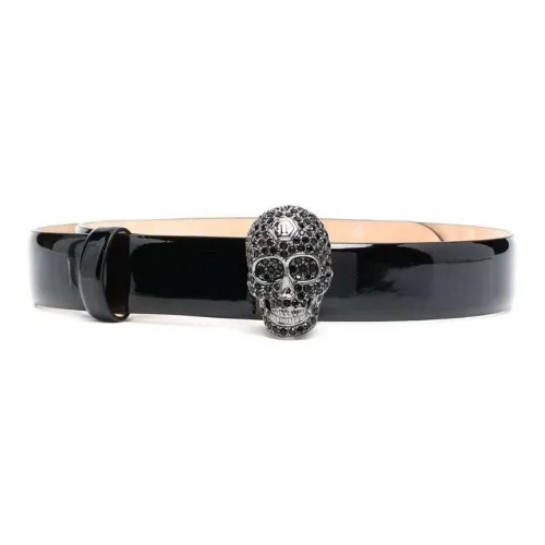 PHILIPP PLEIN Crystal-skull Patent Leather Belt