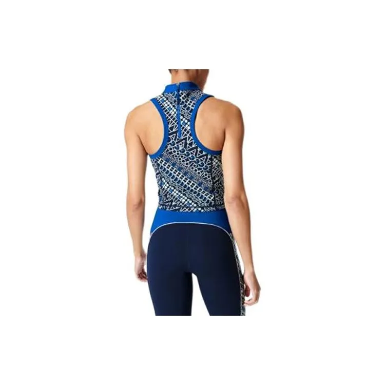 Sweaty Betty Power Tank Tops Women's Blue Background Tennis Print-1