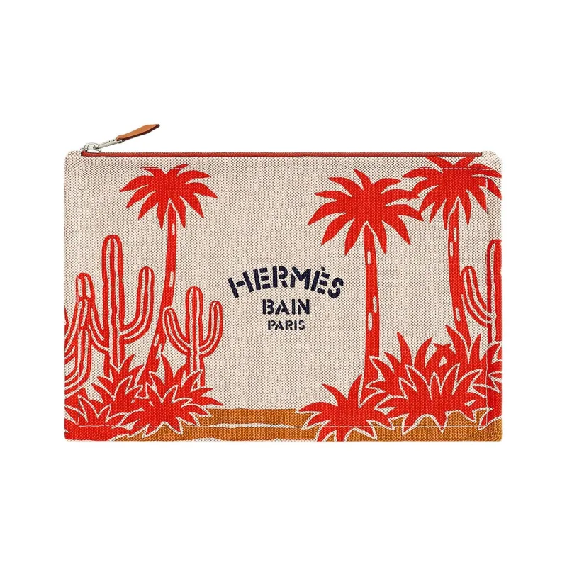 HERMES H Canvas Clutch Women's Multicolor-0