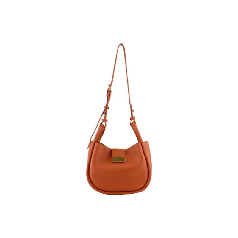 POURCHET Cow Leather Shoulder Bag Small Size Women's Sand Yellow/Elephant Gray/Black/Orange/Light Khaki/Light Purple-6