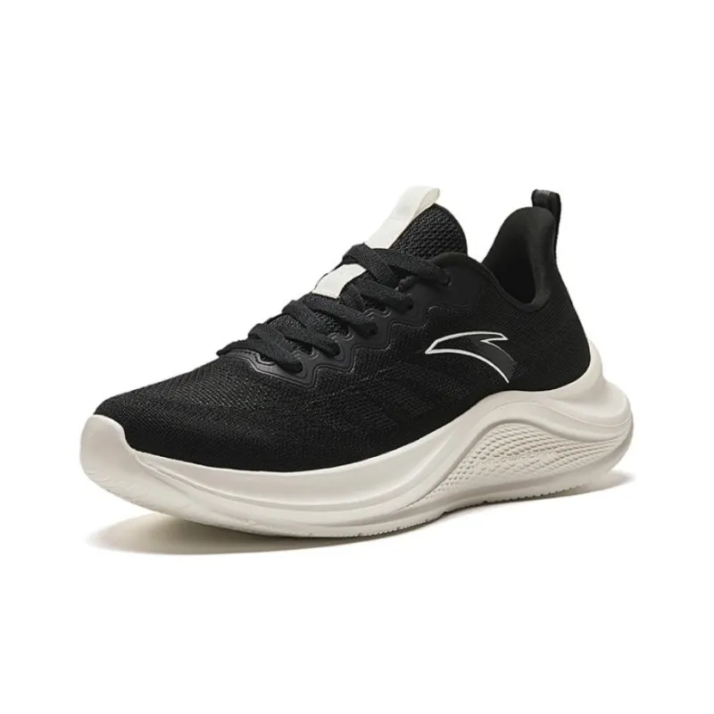 Anta Cushioned Slip Resistant Breathable Lightweight Low Top A Flowfoam Running Shoes Men's Black White-1