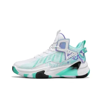 Warrior Cushioning Height Increasing Wear Resistant Breathable Slip Resistant Low Top Basketball Shoes Men's White Cyan