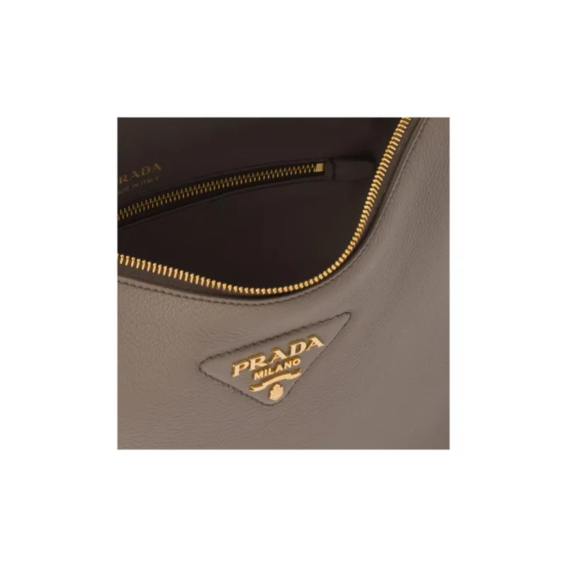 PRADA Leather Handbag Shoulder Bag Women's Mud Gray-3