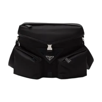 PRADA Recycled Nylon With Patchwork Leather Crossbody Bag Shoulder Bag Men's Black