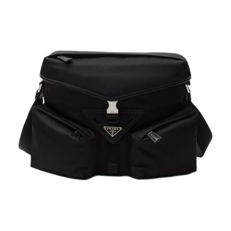 PRADA Recycled Nylon With Patchwork Leather Crossbody Bag Shoulder Bag Men's Black-0