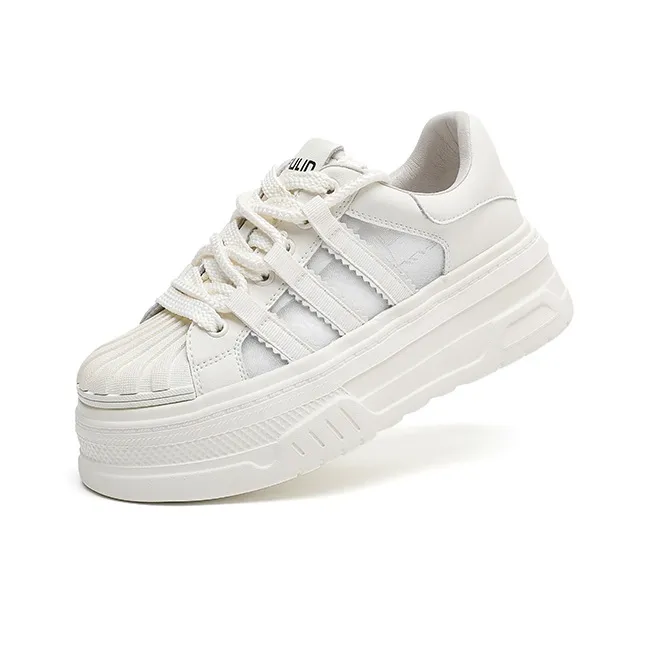 AIFUlIn Evelyn Abrasion Resistant Slip Resistant Low Top Skateboard Shoes Women's White-3