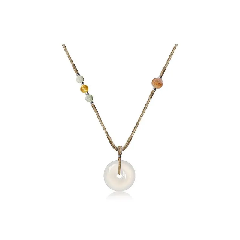 Artisan Lock Heart Jade Chalcedony Necklaces Unisex-0