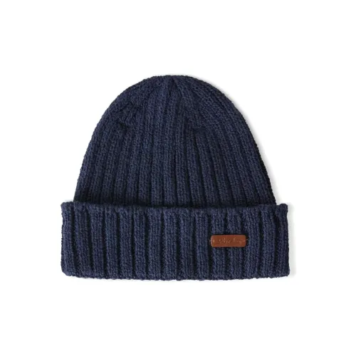 Loro Piana Leather Cotton Beanies Men's Dark Blue