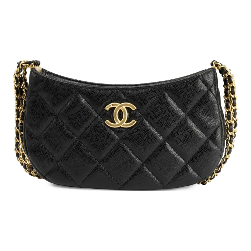 CHANEL Cow Leather One Shoulder Handbag Women's Black-0