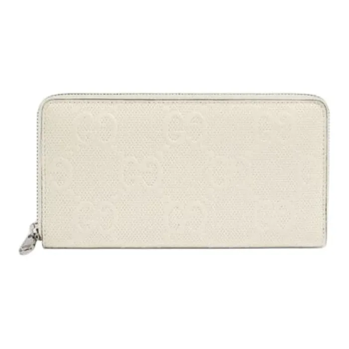GUCCI Leather With Nylon Wallet Unisex White-2