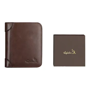 AUGTARLION Cow Leather Wallets With Money Clip Regular Men's Coffee/Khaki