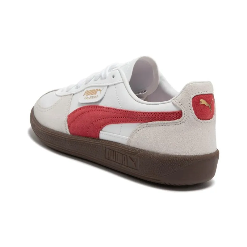 PUMA Palermo Leather PUMA White Vapor Gray Club Red-4