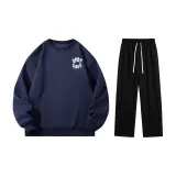 Fleece-Lined Set (Navy Blue Tops+Black Fleece-Lined Pants)