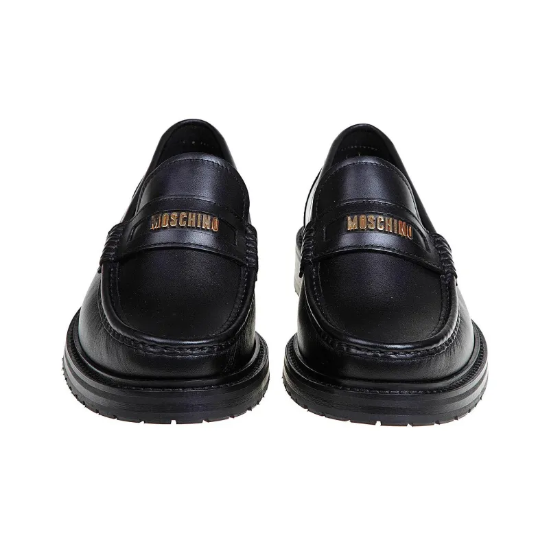 MOSCHINO Logo-lettering Leather Loafers-2