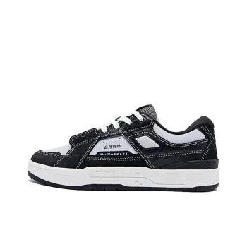 QIAODAN Mortise And Wood Zero Cushioning Wear-Resistant Low-Top Skateboard Shoes Women's Black White