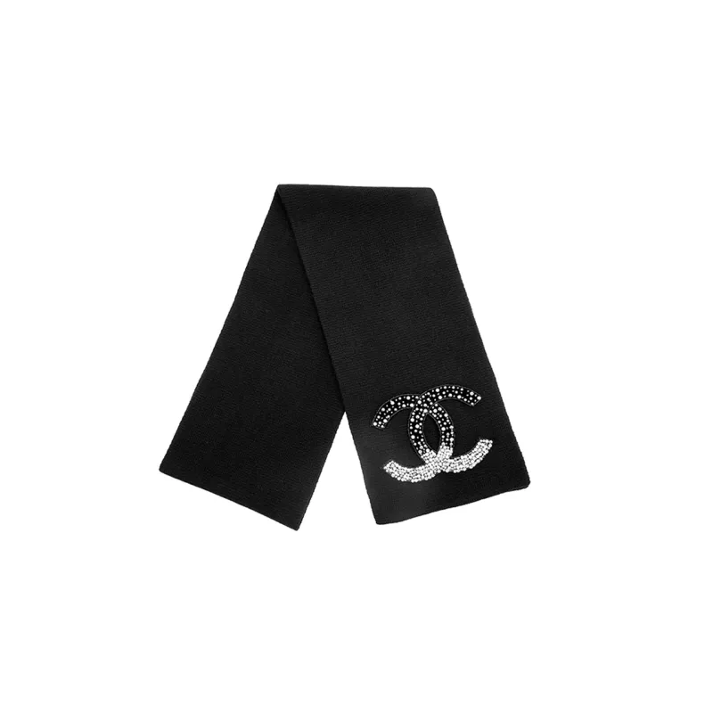 CHANEL Knit Scarves Women's Black-1