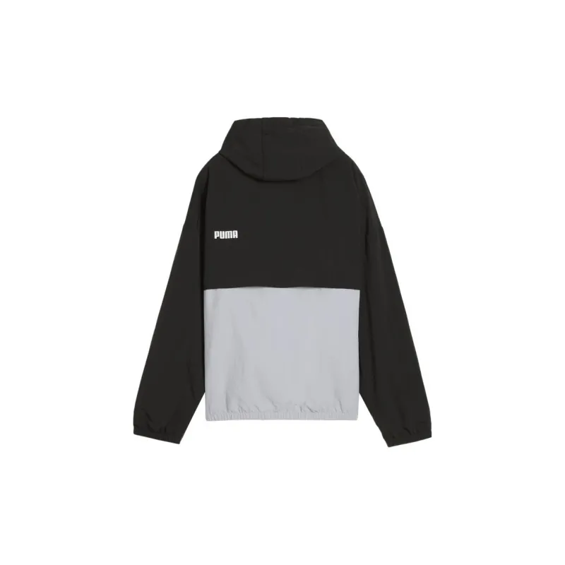 PUMA OVERSIZED HOODED WINDBREAKER Jackets Coats Women's Black Mineral Gray-1