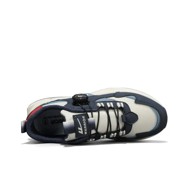 Warrior Cushioning, Abrasion Resistant, Height Increasing Low Top Running Shoes Men's Beige Blue-2