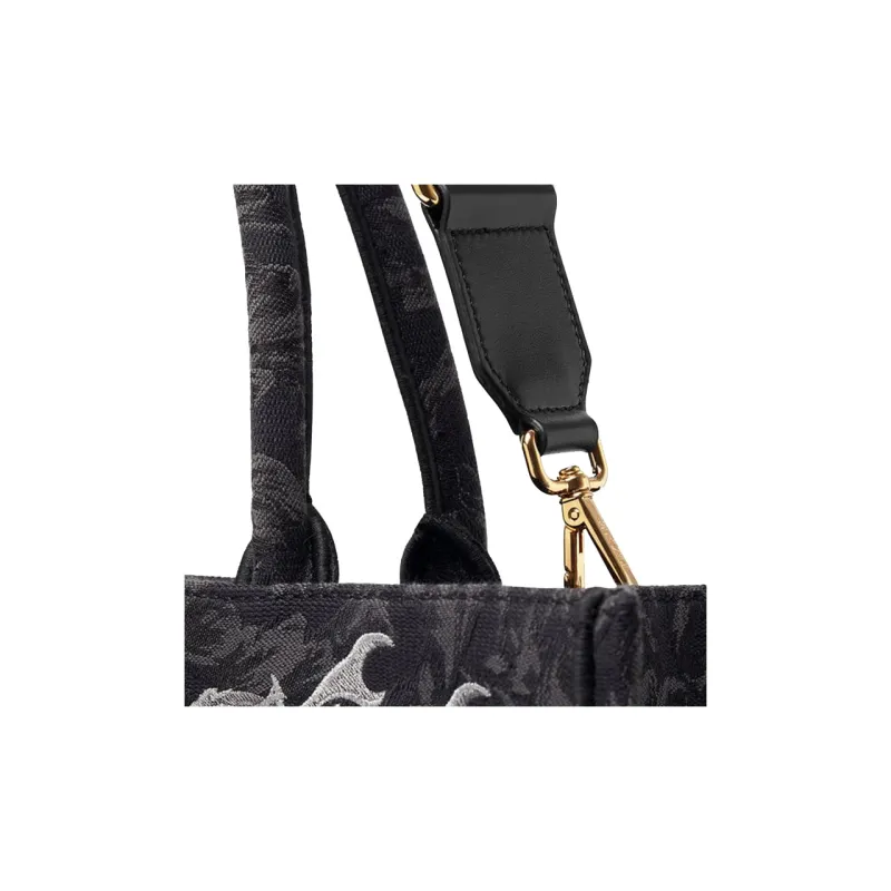 VERSACE Nylon Tote Bag Shopping Bag Shoulder Bag Crossbody Bag Handbag Women's Black-3