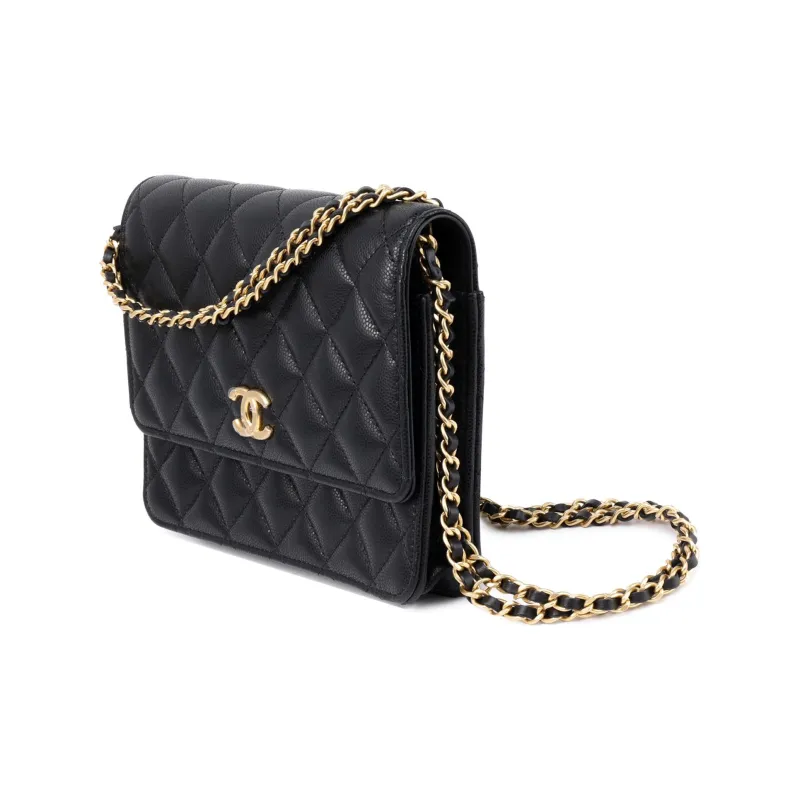 CHANEL WOC Grain Calfskin Crossbody Bag, Shoulder Bag Women's Black-1